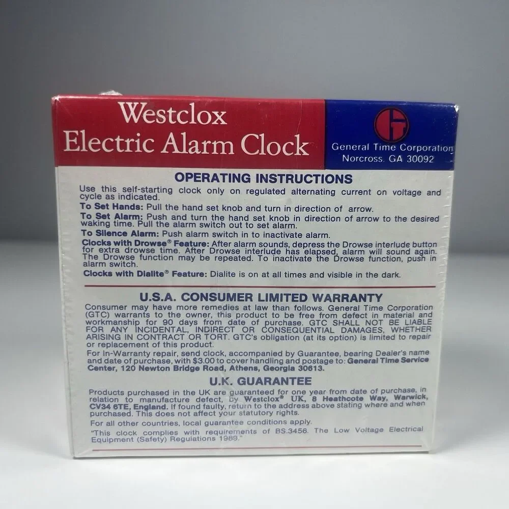 Vintage Westclox Electric Alarm Clock In Box. Antique White Color NIB Movie Prop